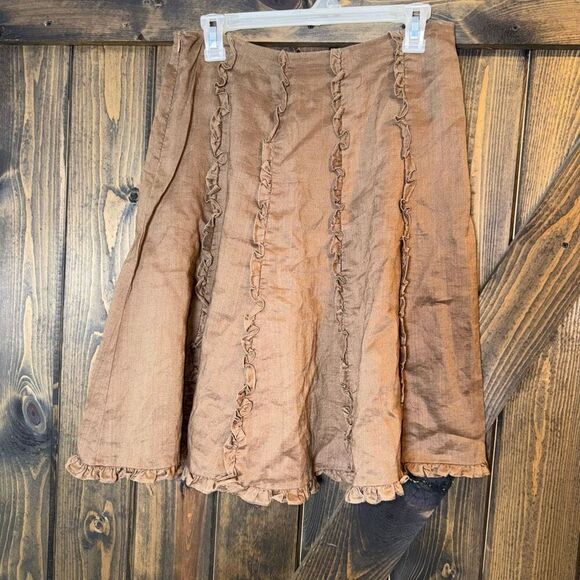 Allison Taylor Aline Ruffle 100% Linen Skirt - Picture 1 of 3
